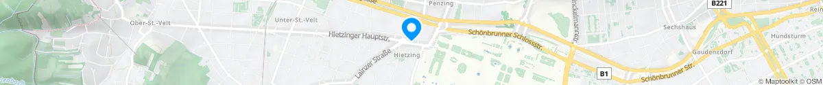 Kartendarstellung des Standorts für Alt-Hietzinger Apotheke Zum Auge Gottes in 1130 Wien